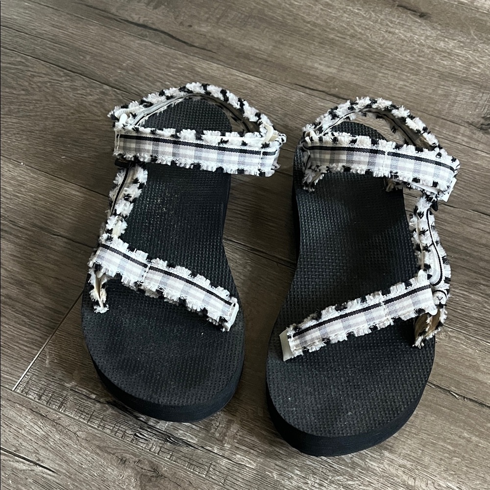 Teva Black and White Platform Sandals size 8